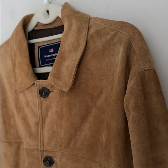 VTG 90s Newport Harbor Genuine Suede Leather Jacket Men’s Tan Washable Size L - Picture 4 of 16